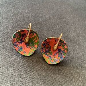 Handmade Brass and Enamel Multicolored Petal Earrings